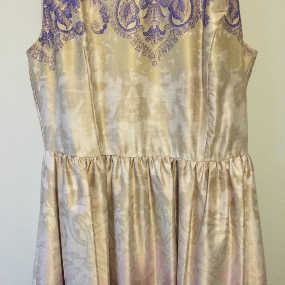Prom Pink & Purple Satiny Damask Rococo A-Line Dress - Size 0 - Picture 6 of 16